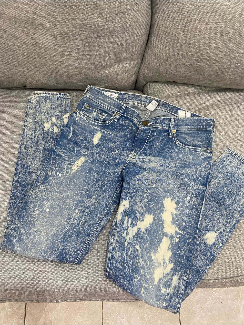True Religion Women’s Acid-Wash Skinny Jeans in Blue